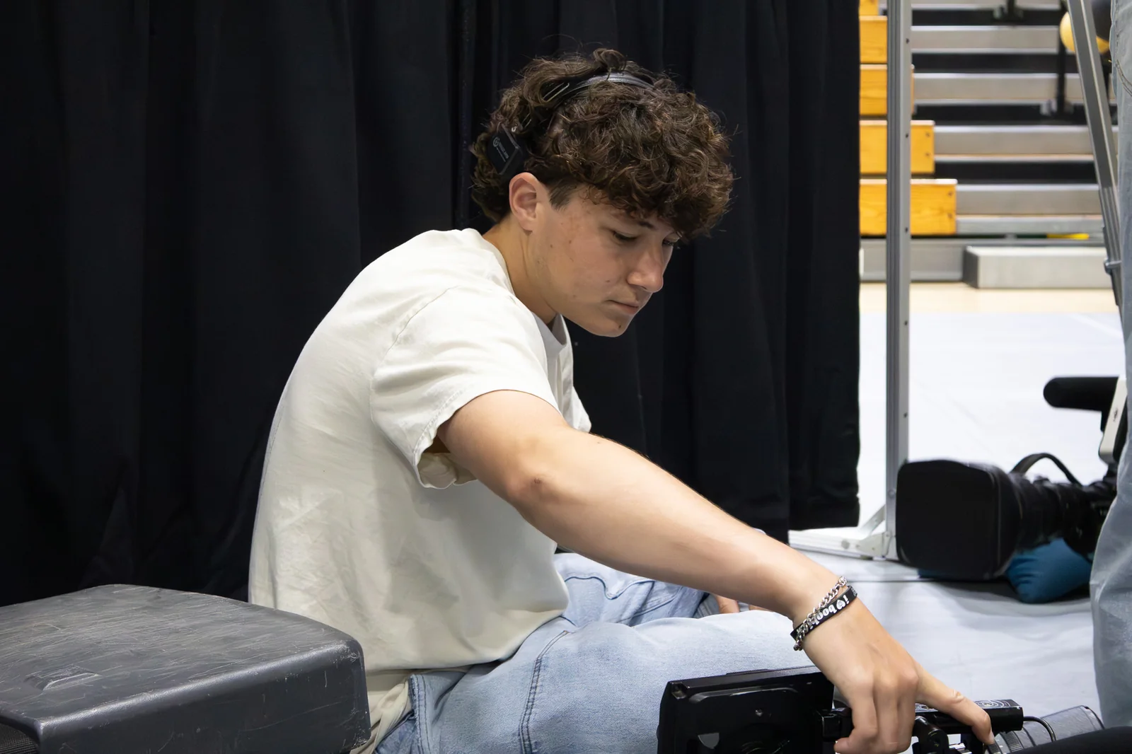 Andrew working with a camera setup